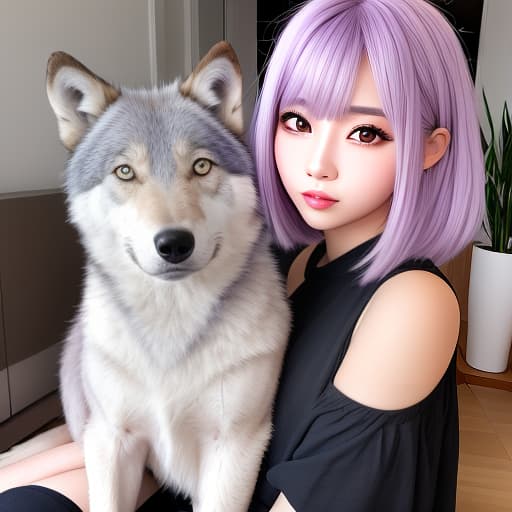  Light purple hair color wolf cut male daughter