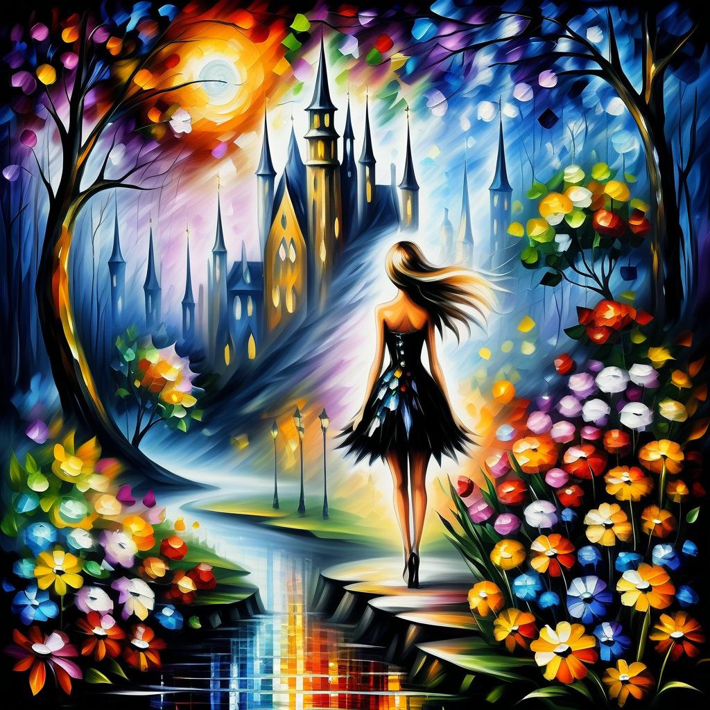  (style of leonid afremov:1.5), fantasy world with pixies and flowers, magic houseepic realism, anime features, dark fantasy, abstract horror, desaturated color palette, gothic and renaissance aesthetic,