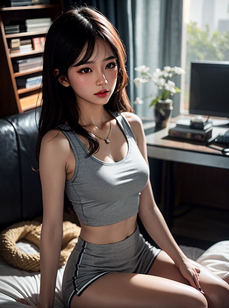  5yo girl, tank top, hyperrealistic, full body, detailed clothing, highly detailed, cinematic lighting, stunningly beautiful, intricate, sharp focus, f/1. 8, 85mm, (centered image composition), (professionally color graded), ((bright soft diffused light)), volumetric fog, trending on instagram, trending on tumblr, HDR 4K, 8K