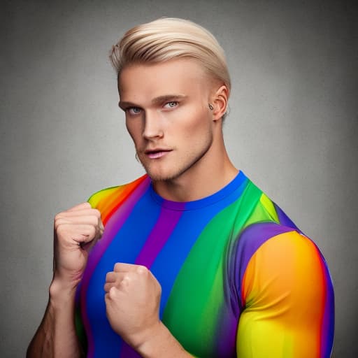 portrait+ style Swedish LGBT queer bodybuilder blonde hunk dude face