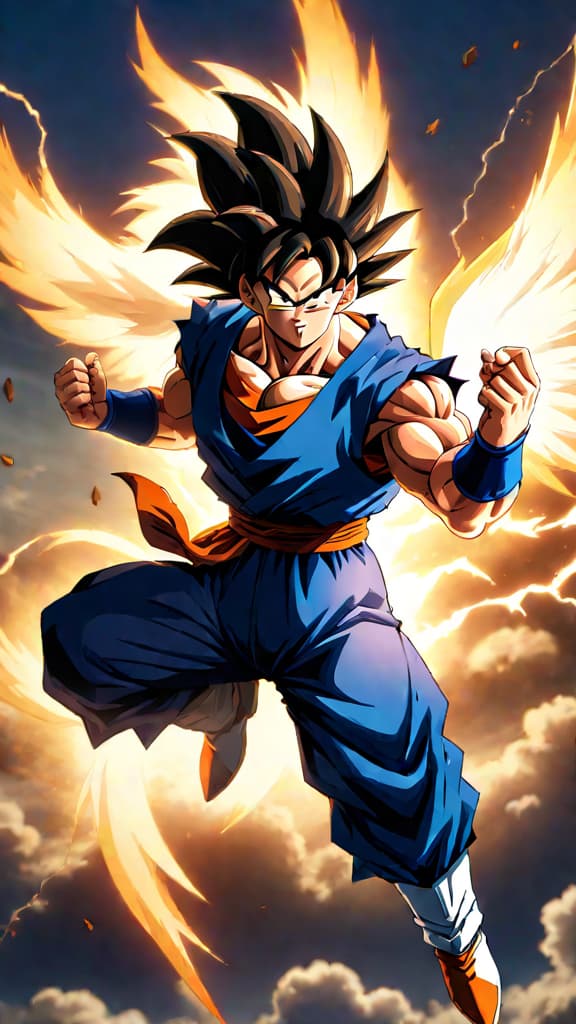  create an anime art depicting goku from dragon ball surpassing angels with his ultra instinct. hyperrealistic, full body, detailed clothing, highly detailed, cinematic lighting, stunningly beautiful, intricate, sharp focus, f/1. 8, 85mm, (centered image composition), (professionally color graded), ((bright soft diffused light)), volumetric fog, trending on instagram, trending on tumblr, HDR 4K, 8K