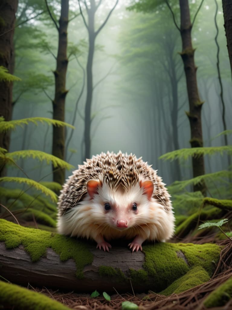  the woods, the hedgehogs, the scary look, the wind is blowing photo realistic, highly intricate and detailed, masterpiece, ultra high res,photography,8k resolution