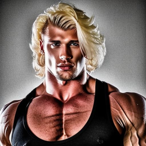 portrait+ style Russian LGBT queer bodybuilding superstar blonde hunk dude face