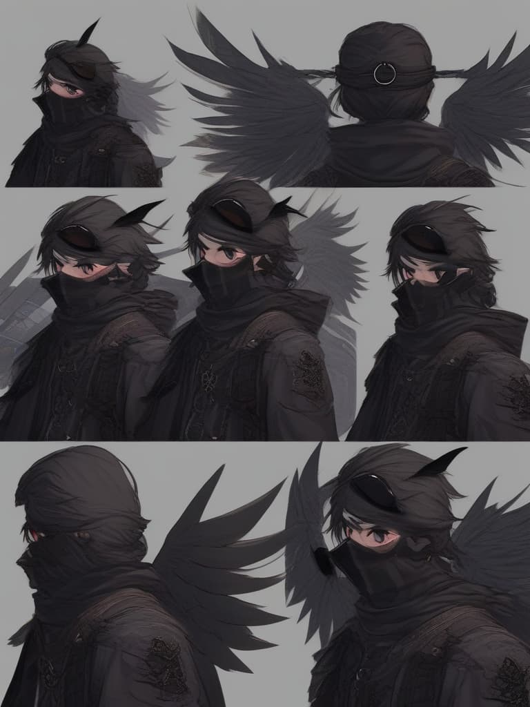  ((eye patch,ship's eyes)):1.4,devil👿,black wings on back,