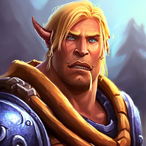 portrait+ style Warcraft actor blonde hunk dude face