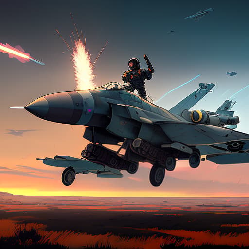 nvinkpunk the patriot air defense system. the ukrainian flag. rocket launch. a joyful ukrainian soldier. it's a sunny day. steppe landscape. an american f 16 plane is in the sky. the long range plan. digital photo. realistic image. highly detailed., dark , creepy , blood , monsters , by jason engle , carlos huante , charlie bowater , simon lee , brom