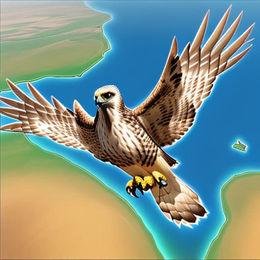  Generate a 2D logo of a hawk looking above the African continent, try put some grain pictures on the African continent map