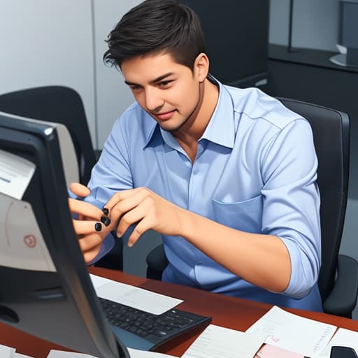  A man playing game in office