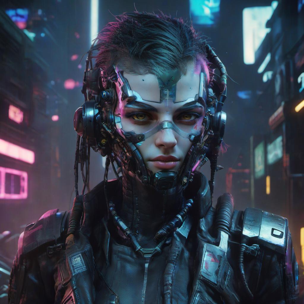  hyperrealistic art the character of the cyber punk game . extremely high resolution details, photographic, realism pushed to extreme, fine texture, incredibly lifelike, film photography style