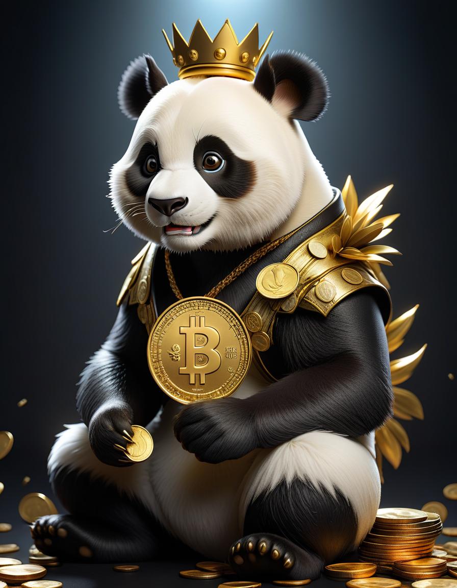  create a picture of the dollar rate rising and falling in gold color in the center a cartoon panda with a mohawk with a coin in his hand on a black background hyperrealistic, full body, detailed clothing, highly detailed, cinematic lighting, stunningly beautiful, intricate, sharp focus, f/1. 8, 85mm, (centered image composition), (professionally color graded), ((bright soft diffused light)), volumetric fog, trending on instagram, trending on tumblr, HDR 4K, 8K