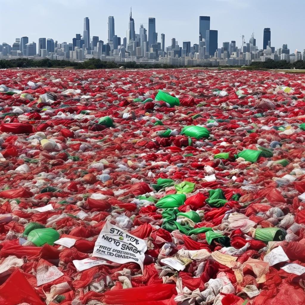  stop the stink ffj®️ protest banner red colour landfill background