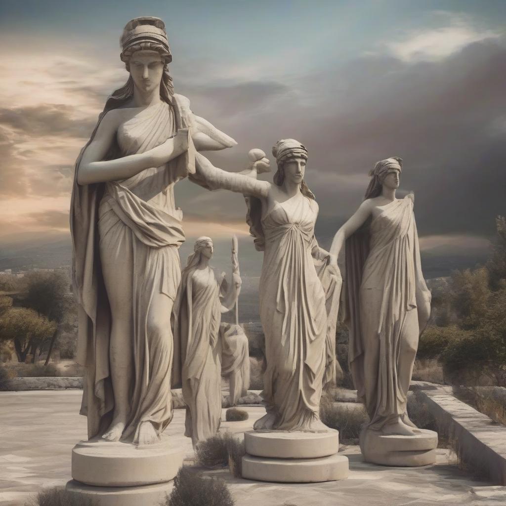  ancient greece sparta statues of goddesses landscape without people