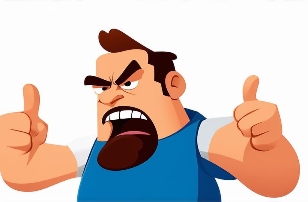  angry man isolated on white background, close up, funny cartoon illustration ar 3:2 {prompt}, maximum details