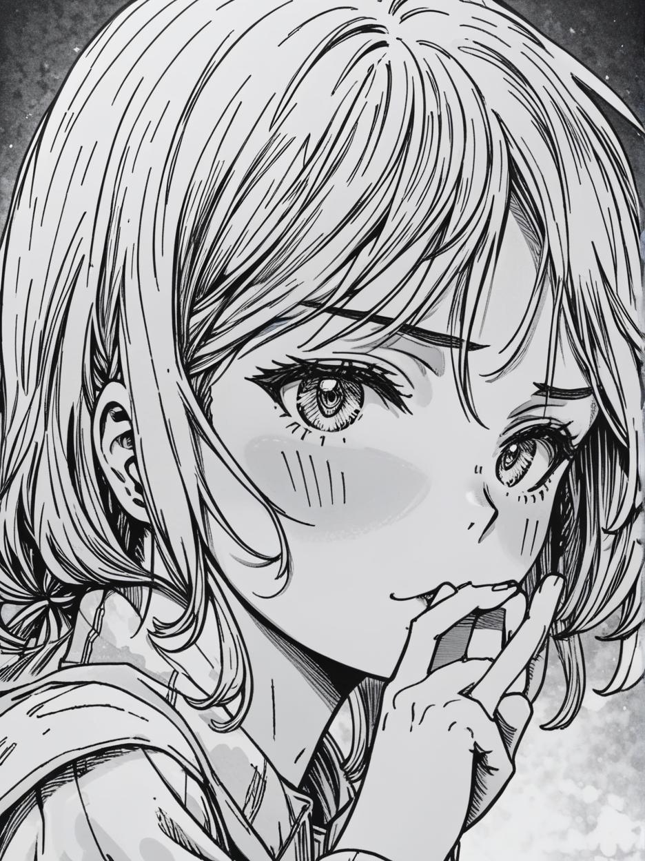  manga artwork girl. manga artist. manga, highly emotional. best quality, high resolution