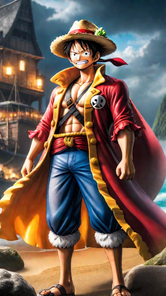  visualize luffy mastering advanced conqueror's haki, facing blackbeard in a pivotal one piece moment. hyperrealistic, full body, detailed clothing, highly detailed, cinematic lighting, stunningly beautiful, intricate, sharp focus, f/1. 8, 85mm, (centered image composition), (professionally color graded), ((bright soft diffused light)), volumetric fog, trending on instagram, trending on tumblr, HDR 4K, 8K