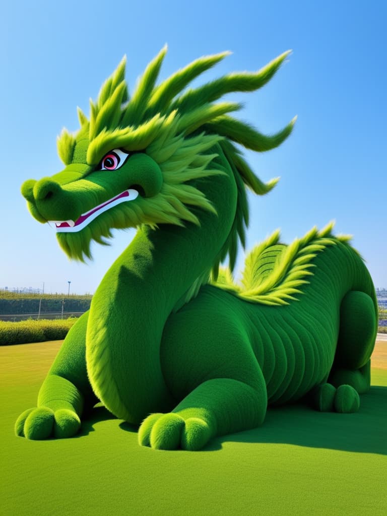  a giant chinese dragon made of grass