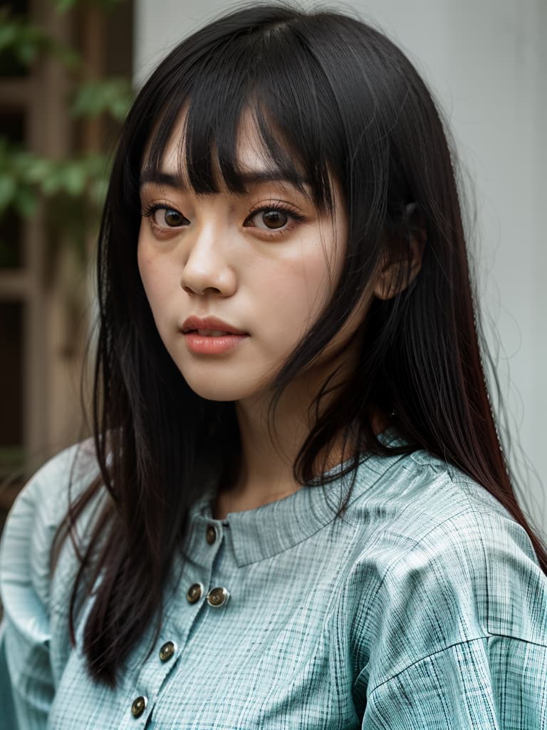  women, 1 person, bangs, clothes, black hair, asian face, sauce eyes, long hair, large eyes, masterpiece, best quality,8k,ultra detailed,high resolution,an extremely delicate and beautiful,hyper detail