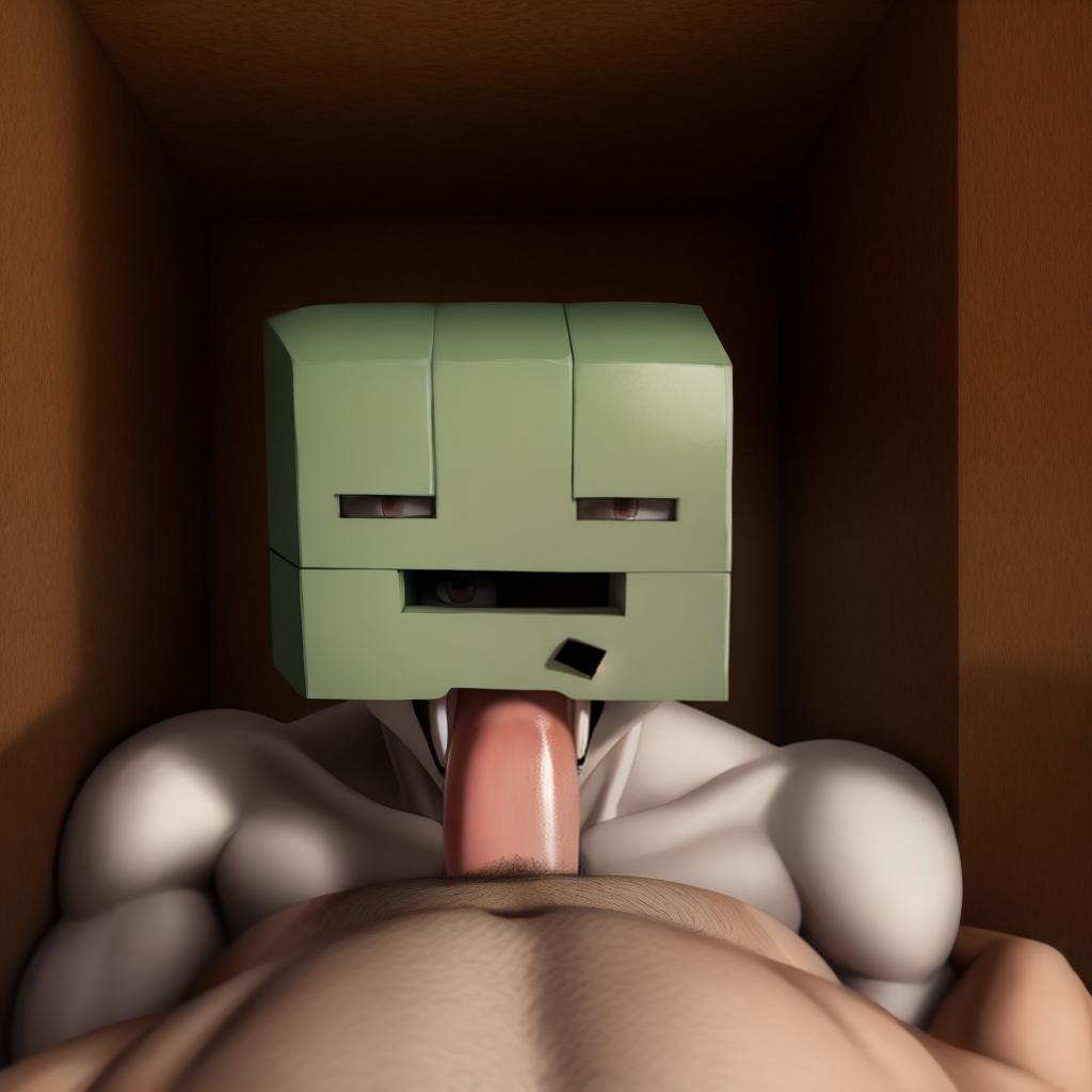  minecraft zombie gives steve a blowjob, pov, open eyes, digital art, masterpiece, 4k, fine details,