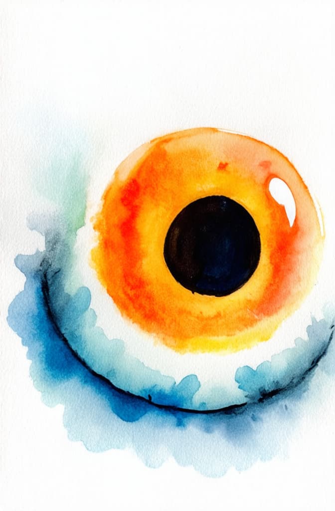  artwork hand drawn watercolor halloween eyeball isolated on white background ar 2:3, watercolor techniques, featuring fluid colors, subtle gradients, transparency associated with watercolor art