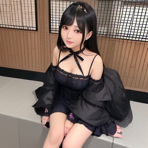  黒髪 美少女 三つ編み ヘッドホン カジュアルなふくそ 女性