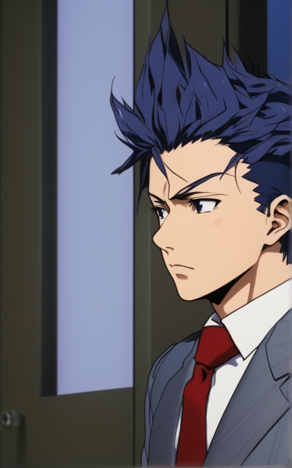  hitoshi shinso, semi realistic, detailed, messy indigo hair, 3/4ths profile, apathetic, lethargic, unamused, stoic, tired eyes, indigo eyes, curious photo realistic, highly intricate and detailed, masterpiece, ultra high res,photography,8k resolution