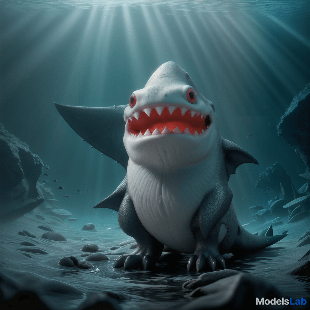  a realistic 8k portrait of a terrifying shark deep in the ocean at night, with its mouth wide open. the shark's eyes and mouth emit an intense red light, illuminating the surrounding dark water. the ocean is dimly lit with deep blue and black tones, creating a menacing atmosphere. the red glow casts shadows around the shark, highlighting its sharp teeth and adding a supernatural, horror like effect. subtle light rays from above barely penetrate the murky water, adding to the eerie, otherworldly feel of the scene. hyperrealistic, full body, detailed clothing, highly detailed, cinematic lighting, stunningly beautiful, intricate, sharp focus, f/1. 8, 85mm, (centered image composition), (professionally color graded), ((bright soft diffused light)), volumetric fog, trending on instagram, trending on tumblr, HDR 4K, 8K