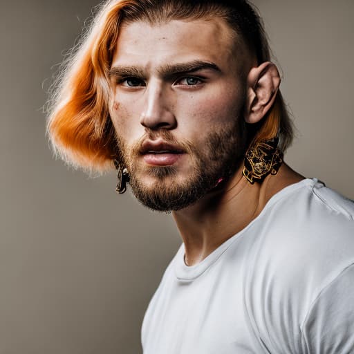 portrait+ style Russian LGBT queer MMA fighter blonde hunk dude face