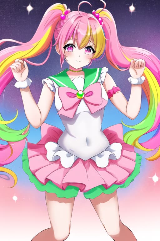  she had an pink twin tail hair and pink eyes and candy and rainbow cored vicaloid she’s a women if she’s called fandom miku she can be anything when you change her to any fandoms she’s made in august 13 and she’s s similar to sakura miku no canon age and fictosexual she had mikus high pitch tuned voice had pink miku long twin tails she likes candy and had heart hair tie on her twin tail and had one rainbow keyboard pupil and a pink eyes and pink miku dress with no sleeves or socks or shoes had rainbow mario stars in her bangs and decorations in her pink heart hair tie and is a rainbow core,(sailor jupiter:1.3), (masterpiece), (highest quality), (intricate), (high detail),women, masterpiece, best quality, high quality, solo