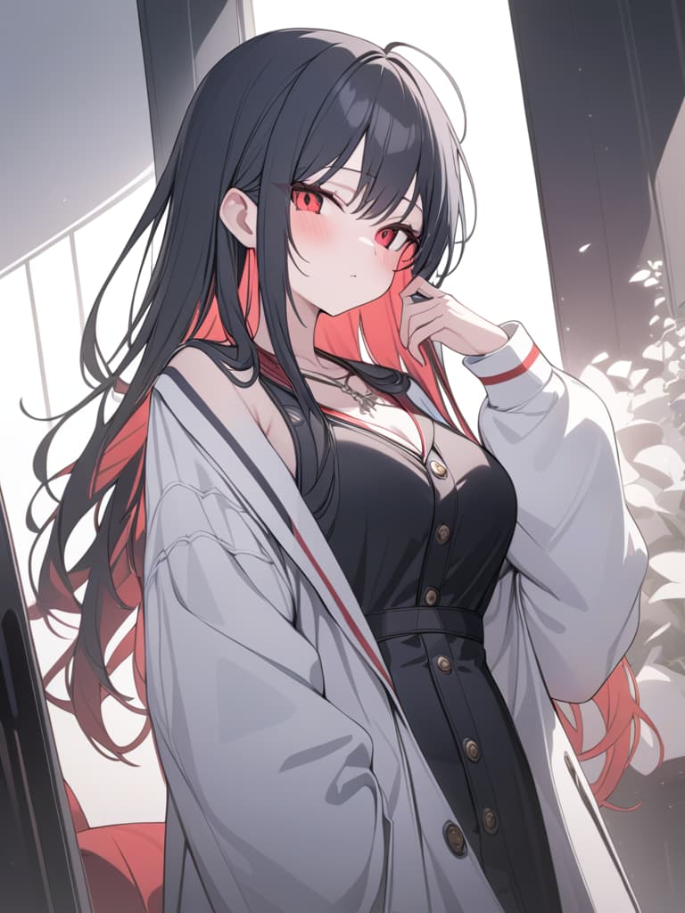  black hair, long hair, red eye, inside red, cool, devil, masterpiece, best quality,8k,ultra detailed,high resolution,an extremely delicate and beautiful,hyper detail