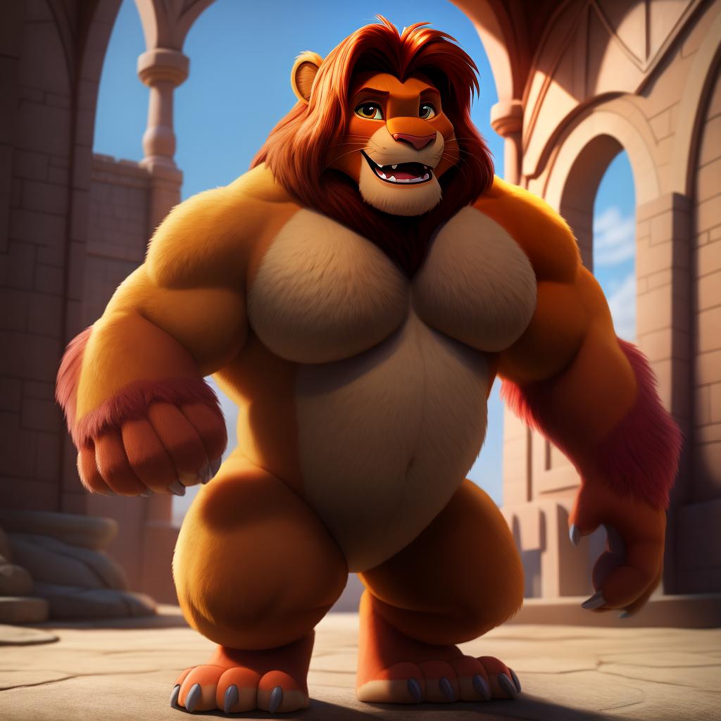  Simba (monsters inc), full body, gay, open eyes, masterpiece, 4k, fine details,