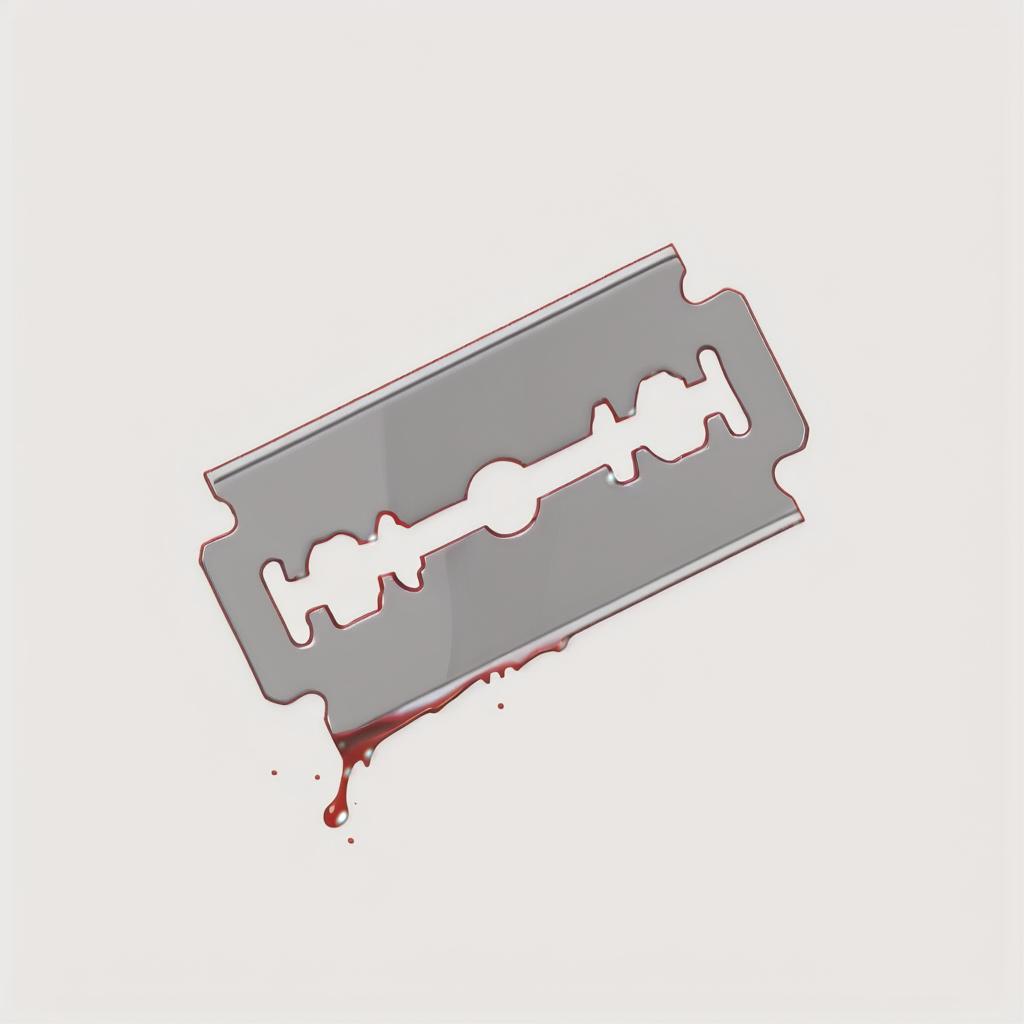  a razor blade with a bleeding edge on a white background