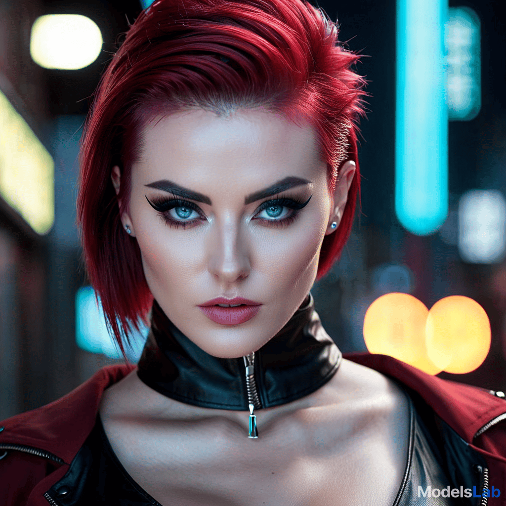  ultra realistic close up portrait ((beautiful pale cyberpunk female with heavy black eyeliner)), blue eyes, shaved side haircut, hyper detail, cinematic lighting, magic neon, dark red city, canon eos r3, nikon, f/1.4, iso 200, 1/160s, 8k, raw, unedited, symmetrical balance, in frame, 8k$  hyperrealistic, full body, detailed clothing, highly detailed, cinematic lighting, stunningly beautiful, intricate, sharp focus, f/1. 8, 85mm, (centered image composition), (professionally color graded), ((bright soft diffused light)), volumetric fog, trending on instagram, trending on tumblr, HDR 4K, 8K