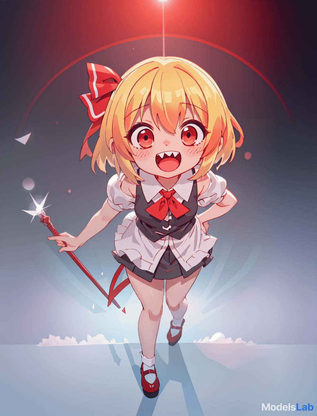  rumia, touhou project, , cute, happy, girl, elementary student, straight hair, blonde hair, short hair, red hair tie, sharp teeth, razor sharp teeth, flat , no s, board like, no , bare , bottomless, , , , lewd, anime, rumia looks like a cute girl, around 128cm, with a cute face and sharp teeth. she has short blonde hair approximately to her shoulders, tied at one side with a red ribbon that's used to seal her true power. she has crimson red eyes, and a like body with a flat , plump , and a puffy mound that looks like a 's. hyperrealistic, full body, detailed clothing, highly detailed, cinematic lighting, stunningly beautiful, intricate, sharp focus, f/1. 8, 85mm, (centered image composition), (professionally color graded), ((bright soft diffused light)), volumetric fog, trending on instagram, trending on tumblr, HDR 4K, 8K