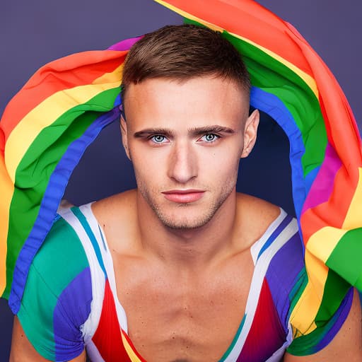 portrait+ style Russian LGBT queer gymnast hunk dude face