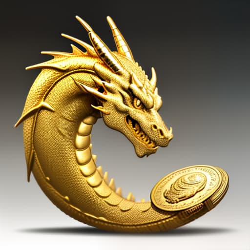  gold coin with minimalist image of dragon head