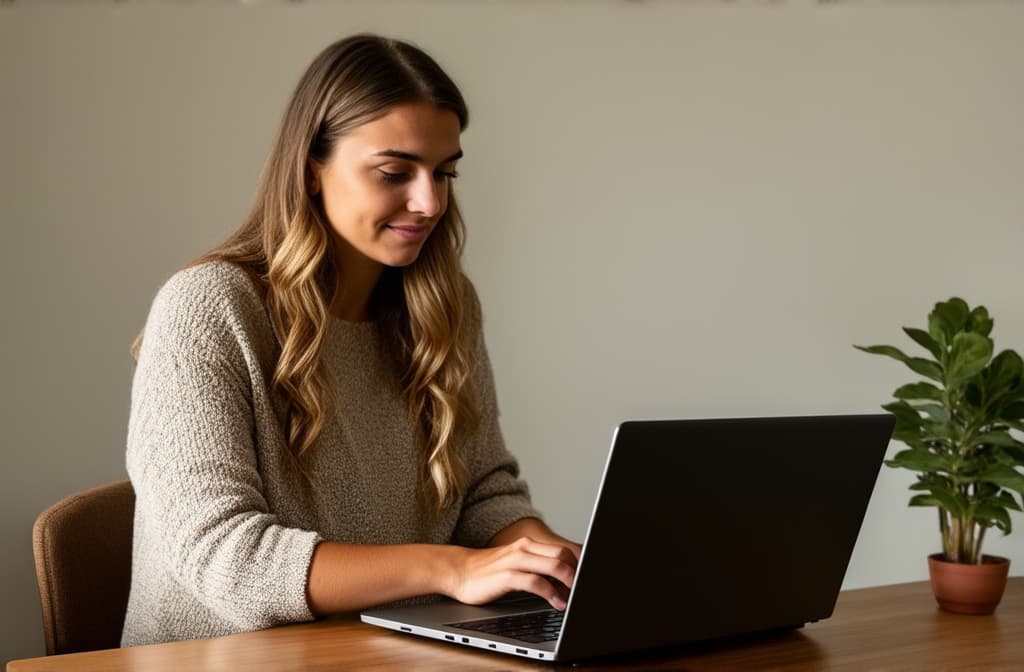  girl working on laptop, office style, stock photography ar 3:2, (natural skin texture), highly detailed face, depth of field, hyperrealism, soft light, muted colors