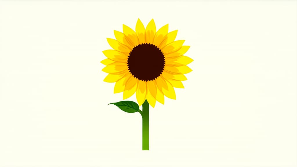  flat illustration, flaticon, (illustration:1.15), sunflower on a white background ar 16:9, [cory loftis, strobist, pascal campion :: 0.2]