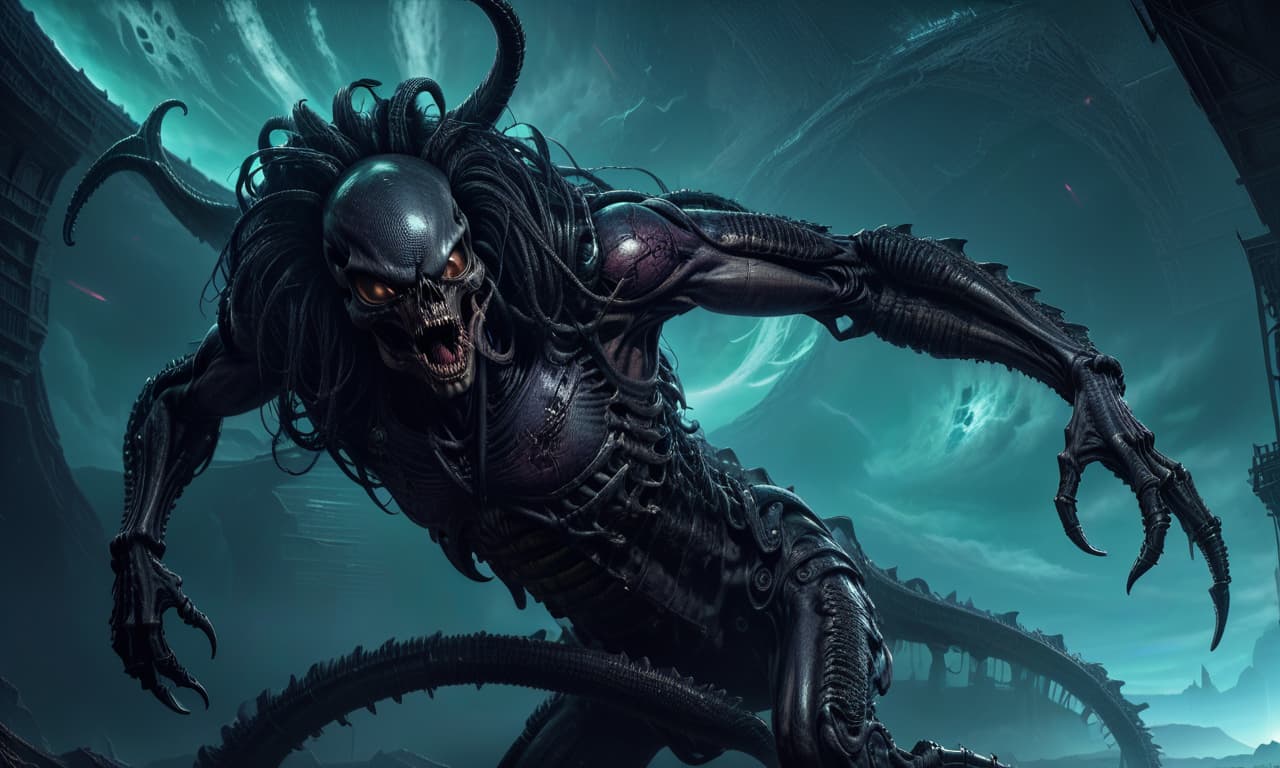  macabre style monster realism space xenomorph necronomicon . dark, gothic, grim, haunting, highly detailed, civitai