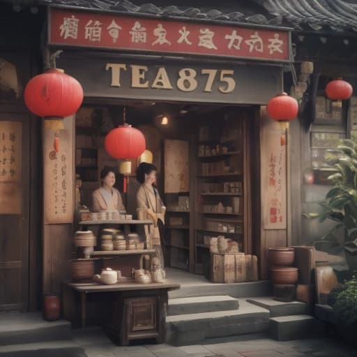  chine town, tea shop, three sunflowers, text “tea875”, epic foto, 4k, shot 35 mm, realism, octane render, 8k, trending on artstation, 35 mm camera, unreal engine, hyper detailed, photo realistic maximum detail, volumetric light, realistic matte painting, hyper photorealistic, trending on artstation, ultra detailed, realistic