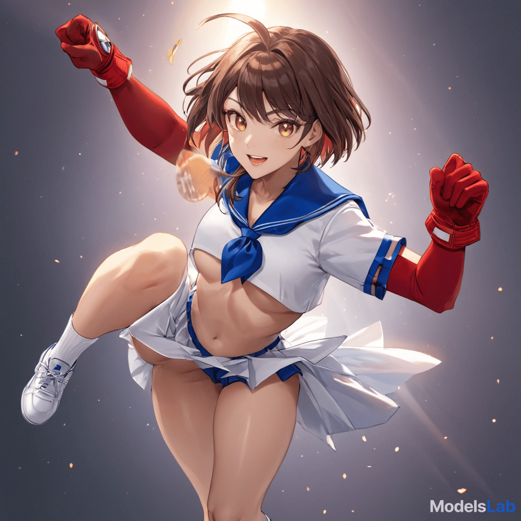   (masterpiece:1.5), (ultra quality:1.5), (ultra detailed:1.3), (1girl:1.4), ((kasugano sakura)), (street fighter), dynamic pose, (flying kick:1.3), (kicking:1.3), brown hair, (short hair:1.3), (brown eyes:1.2), white headband, (red gloves:1.4), fingerless gloves, clenched fist, (pleated :1.3), short sleeves, (white shirt:1.2), (sailor collar:1.3), uniform, ed,anal,,, (serafuku:1.2), sneakers, ( :1.3), (:1.2), ((v shaped eyebrows:1.2)), ( visible through :1.3), simple background, looking at viewer, smile, (buruma), (blue sailor collar), (yellow neckerchief), (kneepits), (neckerchief), (gloves), (shoes), (teeth:1.2), ((dynamic pose)), (vint colors:1.3), (soft light), (anime:1.2), fine detai hyperrealistic, full body, detailed clothing, highly detailed, cinematic lighting, stunningly beautiful, intricate, sharp focus, f/1. 8, 85mm, (centered image composition), (professionally color graded), ((bright soft diffused light)), volumetric fog, trending on instagram, trending on tumblr, HDR 4K, 8K