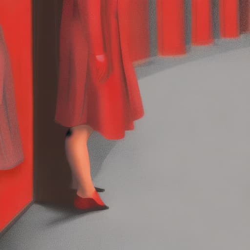  A woman staring past at her memories dressed in red