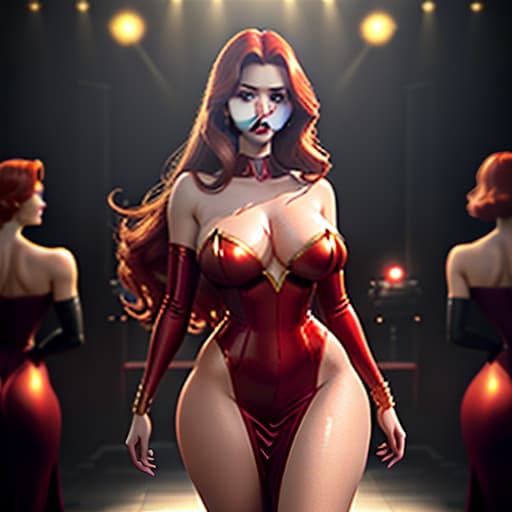  Jessica Rabbit with giant O cup breasts and hips to match. In a red sexy dress. She proudly walks across the stage with the super sexy gait of a fatal temptress. The boys at the stage stare at her in admiration., Photorealistic, Hyperrealistic, Hyperdetailed, analog style, demure, detailed skin, pores, smirk, smiling eyes, matte skin, soft lighting, subsurface scattering, realistic, heavy shadow, masterpiece, best quality, ultra realistic, 8k, golden ratio, Intricate, High Detail, film photography, soft focus hyperrealistic, full body, detailed clothing, highly detailed, cinematic lighting, stunningly beautiful, intricate, sharp focus, f/1. 8, 85mm, (centered image composition), (professionally color graded), ((bright soft diffused light)), volumetric fog, trending on instagram, trending on tumblr, HDR 4K, 8K