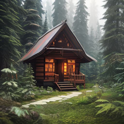  Mysterious hut of Baba Yaga in a dark coniferous forest. Image for illustration of Russian fairy tales. Slavic mythology Fokos Félix March 23, 2023, dynamic, action packed, thrilling, by Neil Leifer, Walter Iooss Jr., Bob Martin, Eadweard Muybridge, Robert Capa hyperrealistic, full body, detailed clothing, highly detailed, cinematic lighting, stunningly beautiful, intricate, sharp focus, f/1. 8, 85mm, (centered image composition), (professionally color graded), ((bright soft diffused light)), volumetric fog, trending on instagram, trending on tumblr, HDR 4K, 8K