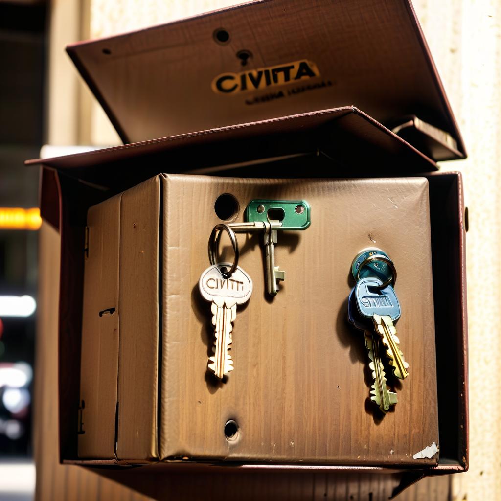  i look into a big, open, old box with keys and keys. situated right in front of my face, civitai