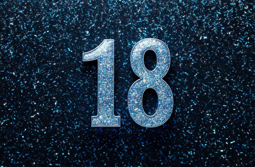  single 3d number "18" on solid background, confetti falling ar 3:2 {prompt}, maximum details