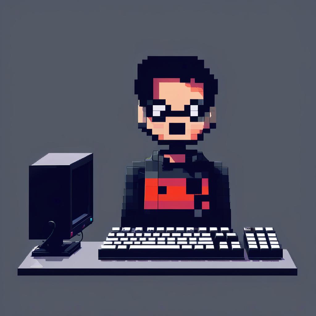  pixel art computerist . low res, blocky, pixel art style, 8 bit graphics