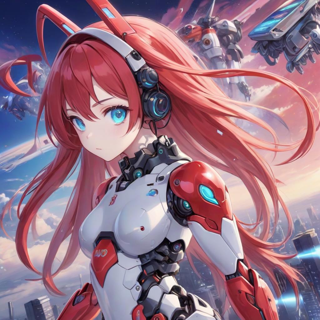  anime artwork cute girl robot b ba bup 3000 super new version, long colors of the sky hair, eyes scarlet, she has all the information about games . anime style, key visual, vibrant, studio anime, highly detailed