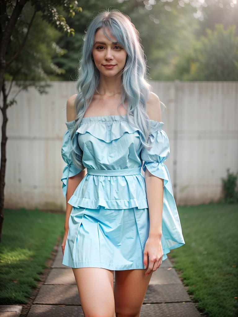  ,cute,pastel colors,light blue hair,off the shoulder,frilled ,,black knee socks,long hair,a shy smile,ided hair,mysterious landscape,high image quality,high quality,beautiful ilrations,ultra detailed,ultra hd,8k,clear eyes hyperrealistic, full body, detailed clothing, highly detailed, cinematic lighting, stunningly beautiful, intricate, sharp focus, f/1. 8, 85mm, (centered image composition), (professionally color graded), ((bright soft diffused light)), volumetric fog, trending on instagram, trending on tumblr, HDR 4K, 8K