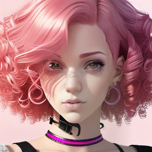  --Style Photoralism, a close up of a woman with pink hair and a red top, short pink hair, cute with short pink hair, huge curly pink hair, curly pink hair, pink short hair, huge pink hair, pink hair, breathtaking ilya kuvshinov, yael shelbia, cgsociety portrait, rose hair, kawaii realistic portrait, hyperrealistic , with pink hair