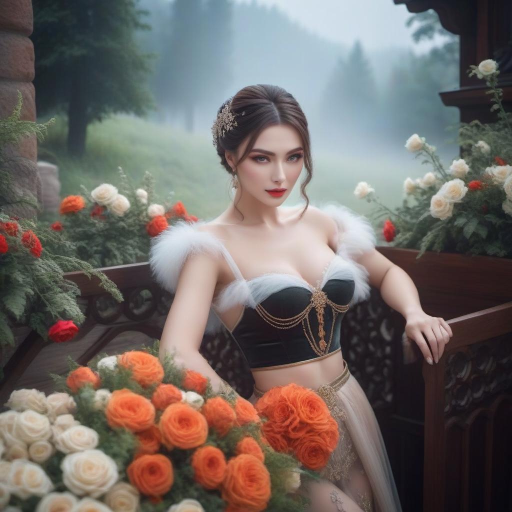  Russia hyperrealistic, full body, detailed clothing, highly detailed, cinematic lighting, stunningly beautiful, intricate, sharp focus, f/1. 8, 85mm, (centered image composition), (professionally color graded), ((bright soft diffused light)), volumetric fog, trending on instagram, trending on tumblr, HDR 4K, 8K